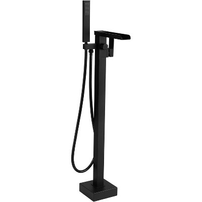 Qomolangma Free Standing Tub Faucet Matte Black Floor Mount Tub Filler