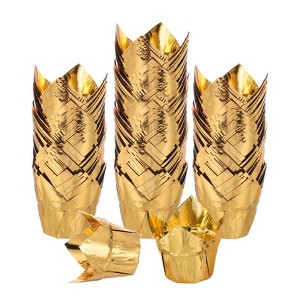 Unique Bargains Disposable Greaseproof Aluminum Foil Tulip Baking Cups 3.1 Inch 100 Pcs - 1 of 4