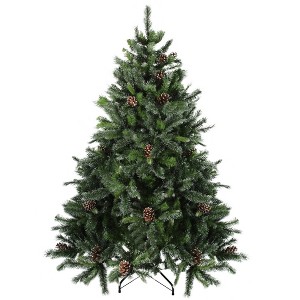 Northlight Snowy Delta Pine with Pinecones White Tipped Artificial Christmas Tree - 7' - Unlit - 1 of 4