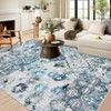 Vintage Floral Medallion Ultra-Thin Non-Slip Washable Area Rugs - 2 of 4