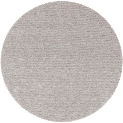 Lasa Light Grey Round Hand-Knotted Synthetic Area Rug