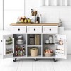 Mobile Kitchen Island with Drop-Leaf Countertop, Storage Cabinet, Adjustable Shelves, 3 Drawers, Locking Wheels, Rubberwood Top for Dining Room - 2 of 4