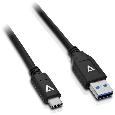 V7 Black USB Cable USB 3.1 A Male to USB-C Male 1m 3.3ft - 3.28 ft USB Data Transfer Cable - First End: 1 x Type A Male USB