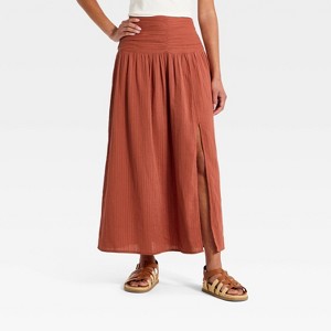 Women's Side Slit Maxi A-Line Skirt - Universal Thread™ Rust 2