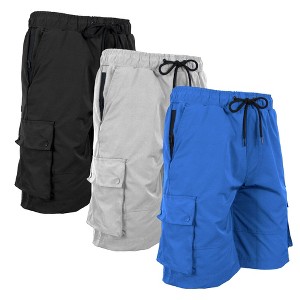JumpStart Men's Moisture Wicking Performance Quick Dry Cargo Shorts-3 Pack - 1 of 1