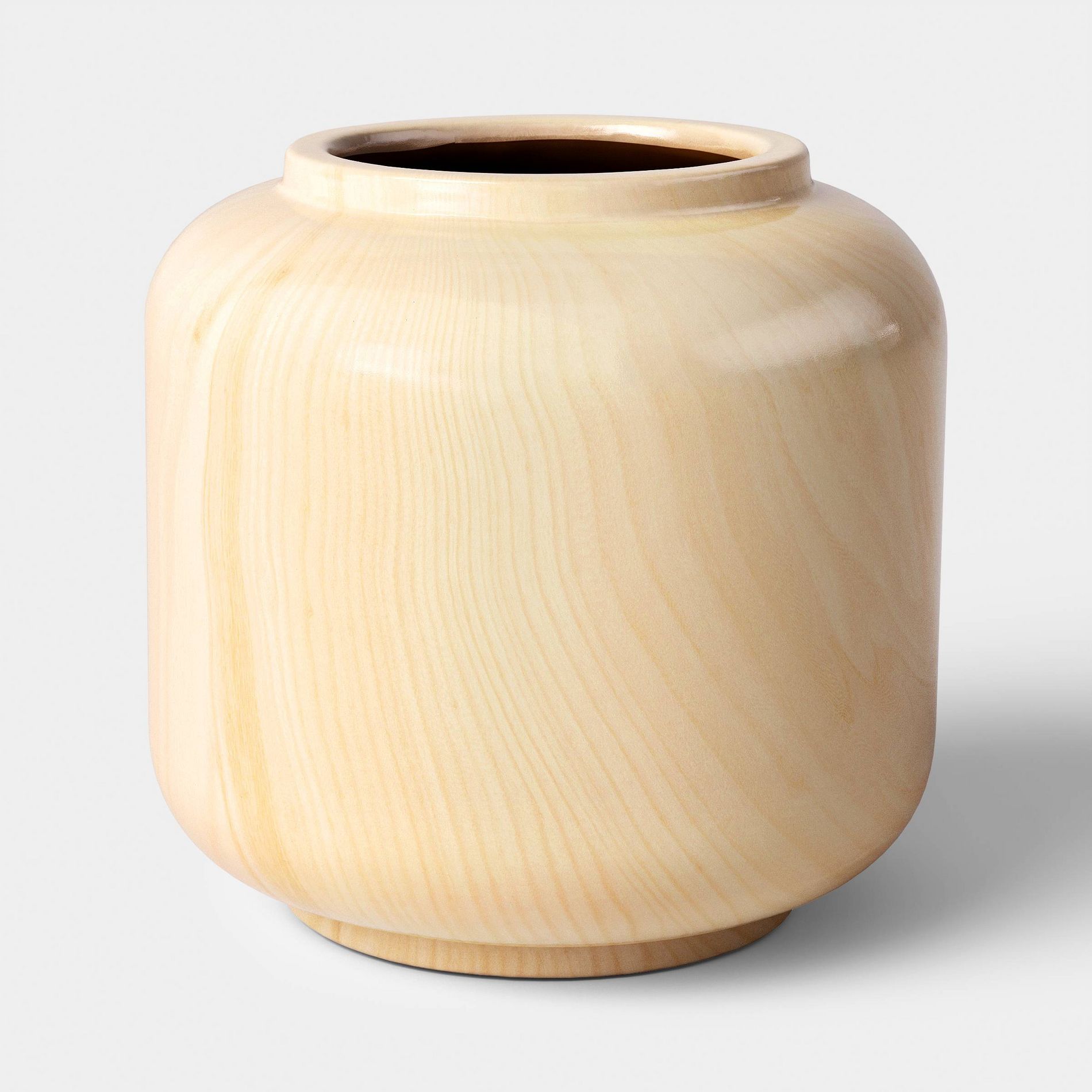 Short Ceramic Vase Wood Grain Pattern - Room Essentials™