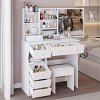 Vanity Desk with Sliding Mirror and Cushioned Stool,Makeup Dressing Table Set with Storage Drawers for Bedroom–The Pop Home - 3 of 4