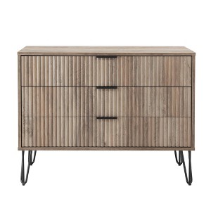 Sapphtopaz Modern Dresser with 3 Drawers Mid-Century TV Stand with Handle & Metal Splayed Legs Storage Cabinet Closet for Bedroom - 1 of 4