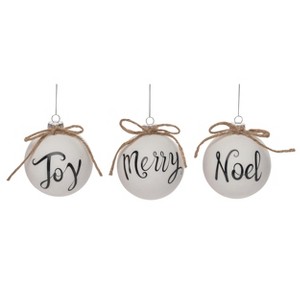 Transpac Glass 4.5 in. Multicolored Christmas Holiday Sentiment Ornament Set of 3 - 1 of 4