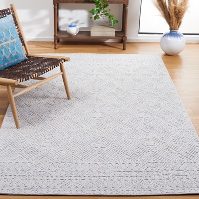 Gray Geometric Hand-Tufted Wool Area Rug 5' x 8'