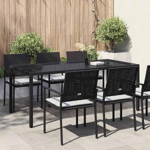 Garden Dining Table Black 74.8" x 35.4" x 29.5" Poly rattan - 1 of 4