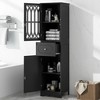 PDTEND Freestanding Bathroom Storage Cabinet with Acrylic Doors, Drawer, and Adjustable Shelf - 2 of 4