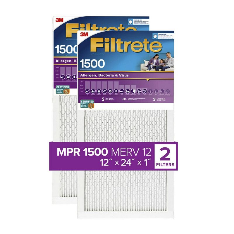 Filtrete 2pk Allergen Bacteria and Virus Air Filter 1500 MPR, 3 of 14