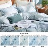 3 Pieces Reversible Striped Duvet Cover Set with Zipper Closure Bedding Set with 8 Corner Ties - 3 of 4