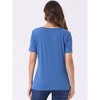 INSPIRE CHIC Women's Cowl Neck Short Sleeve Button Decor Ruched Front Casual  Basic T-shirt - 3 of 4