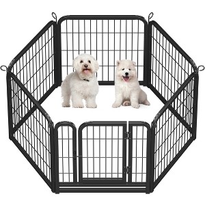 Yaheetech 6 Panels Dog Playpen Panels Metal Pet Playpen, Black - 1 of 4