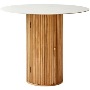 Nordlys 4-Person Solid Pine and Marble Top Dining Table with Storage, Classic Style , Dining Room - 1 of 4