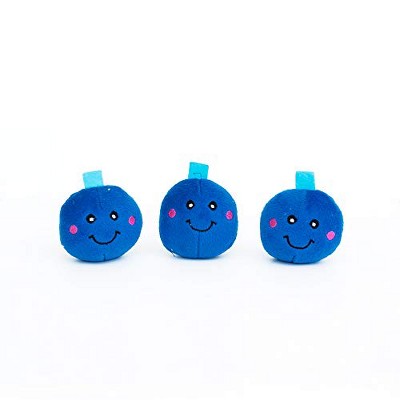 ZippyPaws - Food Miniz, Stuffed Squeaker Dog Toy and Replacement for Interactive Burrows - 3 Pack Blueberries