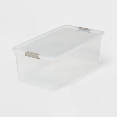 110qt Latching Clear Storage Box with Gray Latches - Brightroom™