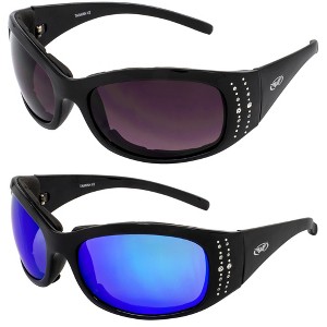 2 Pairs of Global Vision Eyewear Marilyn 2 Plus Safety Motorcycle Glasses with Smoke, Blue Lenses - 1 of 4
