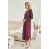 Ekouaer Women's Nightgown V-Neck Loungewear Long Sleeve Sleepwear Full Length Nightgown for Women Wine Red M - 3 of 4