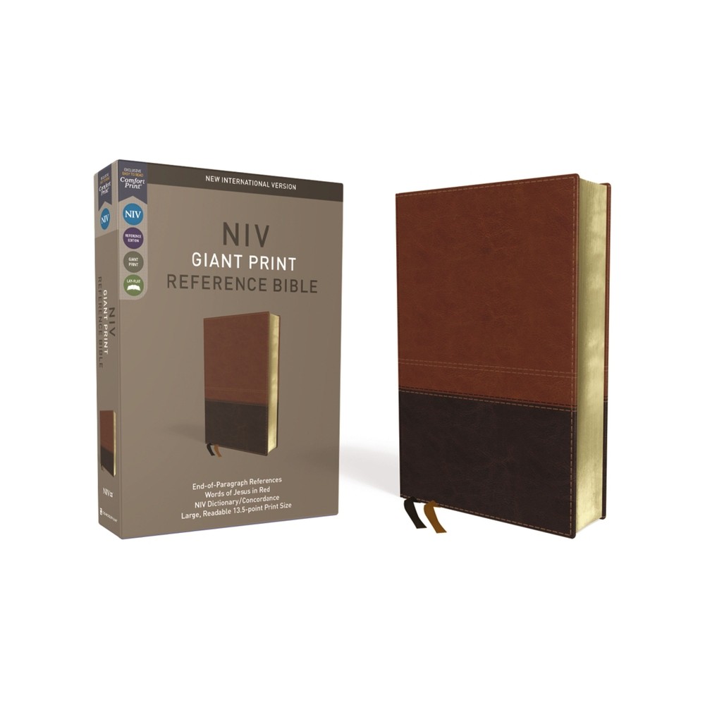 NIV, Reference Bible, Giant Print, Imitation Leather, Brown, Red Letter Edition, Comfort Print - Large Print by Zondervan (Leather Bound)