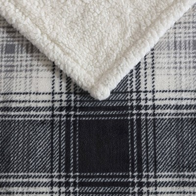 Vail Plaid Grey 50"x60" Reversible Fleece Sherpa Throw Blanket