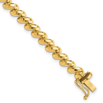 Black Bow Jewelry 14k Yellow Gold 5mm Diamond Cut San Marco Chain Bracelet, 7 Inch