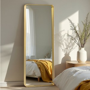 Wooakway 64''x 21'' Modern Rectangle Metal Full Length Mirror Leaning Mirror Bathroom Vanity Mirror Decorative Wall Mirror - 1 of 4