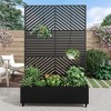 SpassWay 72"H Metal Planter Box with Trellis Raised Garden Bed with Arbor Privacy Screen with Wheels - 2 of 4
