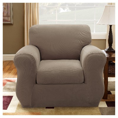 Taupe Stretch Pique Slipcover Chair - Sure Fit, Brown