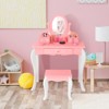 Infans Kids Vanity Princess Makeup Dressing Table Stool Set W/ Mirror Drawer Pink - 3 of 4