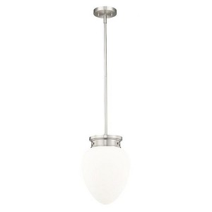 Gideon 1-Light Pendant - Vintage Chic Steel Fixture with Opal Glass Shade, Dimmable, Damp Rated - 1 of 4