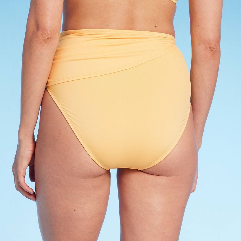 Women&#39;s Sash Tie High Waist Medium Coverage Bikini Bottom - Kona Sol&#8482; Yellow, 3 of 7