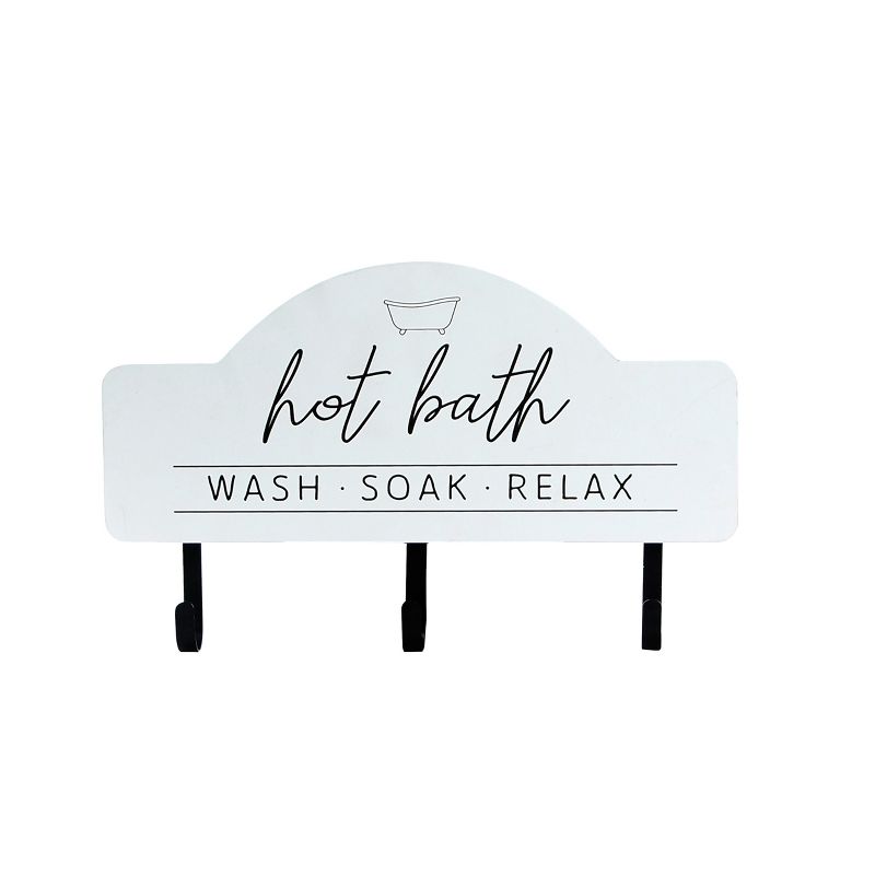 VIP Wood 14 in. White Hot Bath Sign with 3 Hooks, 1 of 5