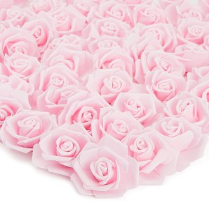 Juvale 100 Pack Light Pink Artificial Flowers, Bulk Stemless Fake Foam Roses for Wedding, Decorations, Bouquets, 3 in - 1 of 4