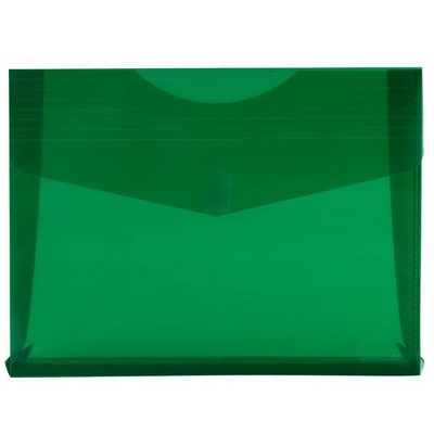 JAM Paper 12pk Plastic Expansion Envelopes with Hook & Loop Closure - Letter Booklet - 9 3/4 x 13 - Green