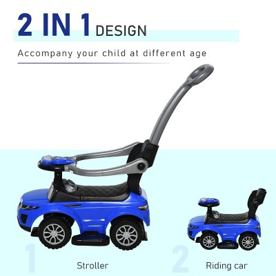 Sillysis 2 In 1  Push Car Stroller Sliding Car with Horn Music Light Function Secure Bar Ride on Toy for Boy Girl 1-3 Years Old