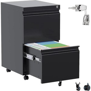 AOBABO  Drawer File Cabinet with Lock,Metal Filing Cabinet with Wheels for Home Office & Business Enterprise, Legal/Letter Size, No Assembled Required - 1 of 4