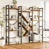 5 Tier Shelf Bookshelf, Display Book Shelf, Wide Bookcase, Rustic Wooden Shelving for Bedroom, Living Room, Home & Office Shelving - 3 of 4