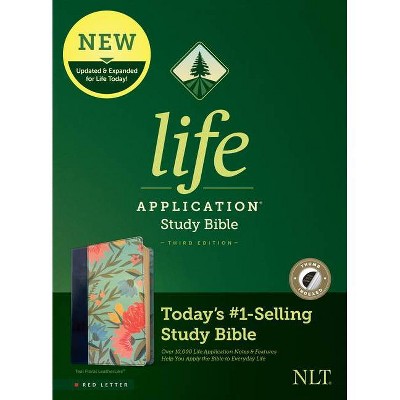 NLT Life Application Study Bible, Third Edition (Red Letter, Leatherlike, Teal Floral, Indexed) - (Leather Bound)