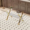 NicBex 71 Inch Rectangle Dining Table with Tempered Glass Tabletop and MDF Crossbars for 6 to 8,Living Meeting Room,Gold/Silver - 2 of 4