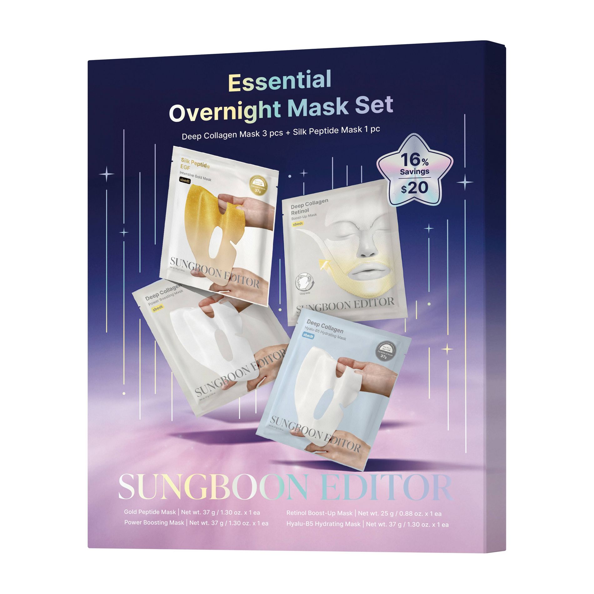 SUNGBOON EDITOR Essential Overnight Mask Set - Travel Size - 4pk - Beauty Studio