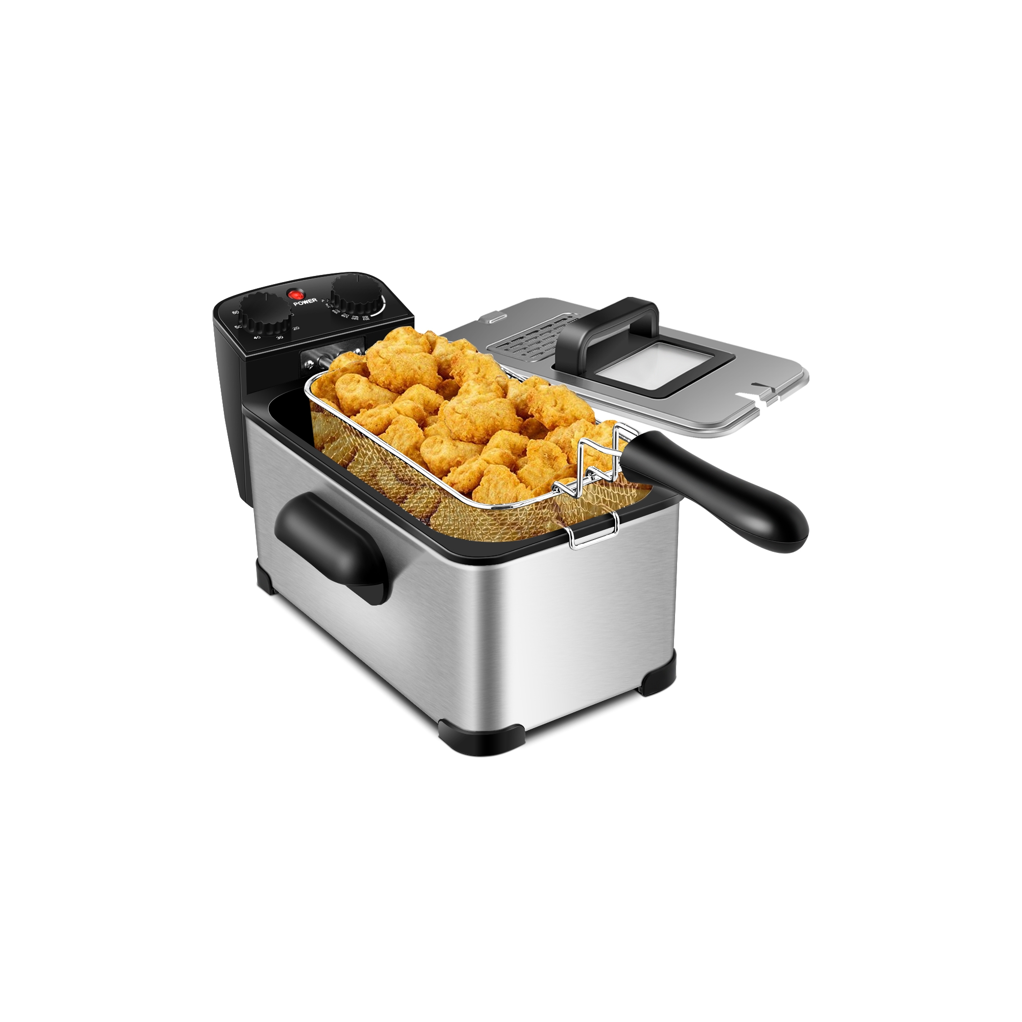 Costway Electric Deep Fryer 3.2 QT/12-Cup Stainless Steel 1700W with Frying Basket Silver