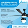Delta Breez Pleasanton 60" Ceiling Fan with LED, Remote, Indoor/Outdoor, Ideal for Large Room, Bedroom, Living Room, Modern Farmhouse Decor, Black - 2 of 4