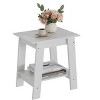 End Table, Side Table with 2-Tier Storage Shelf, Sofa Table for Small Space, Farmhouse Square Nightstand for Entryway - 2 of 4