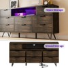 Homhougo TV Cabinet with Storage LED Lights,Power Outlets, Dresser with 8 Drawers Open Shelf,Metal Frame & Wood Top Entertainment Brown - 4 of 4