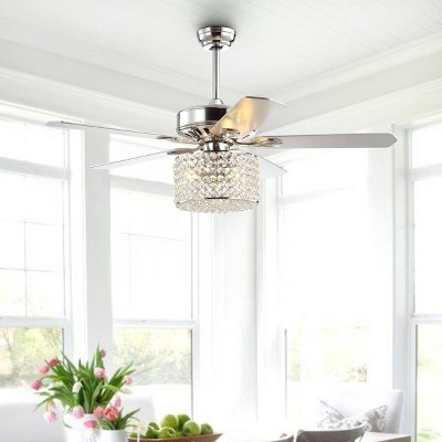 52" LED Crystal Prism Drum Ceiling Fan with Remote Chrome - Jonathan Y