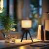 18" Industrial Wood Tripod Table Lamp with Linen Drum Shade and Metal Accents for Bedroom, Living Room, Study, or Hotel - 4 of 4