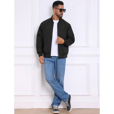 Мужские куртки INSPIRE CHIC Men's Casual Stylish Lightweight Full Zip Up Bomber Jacket Large Black — фото 2